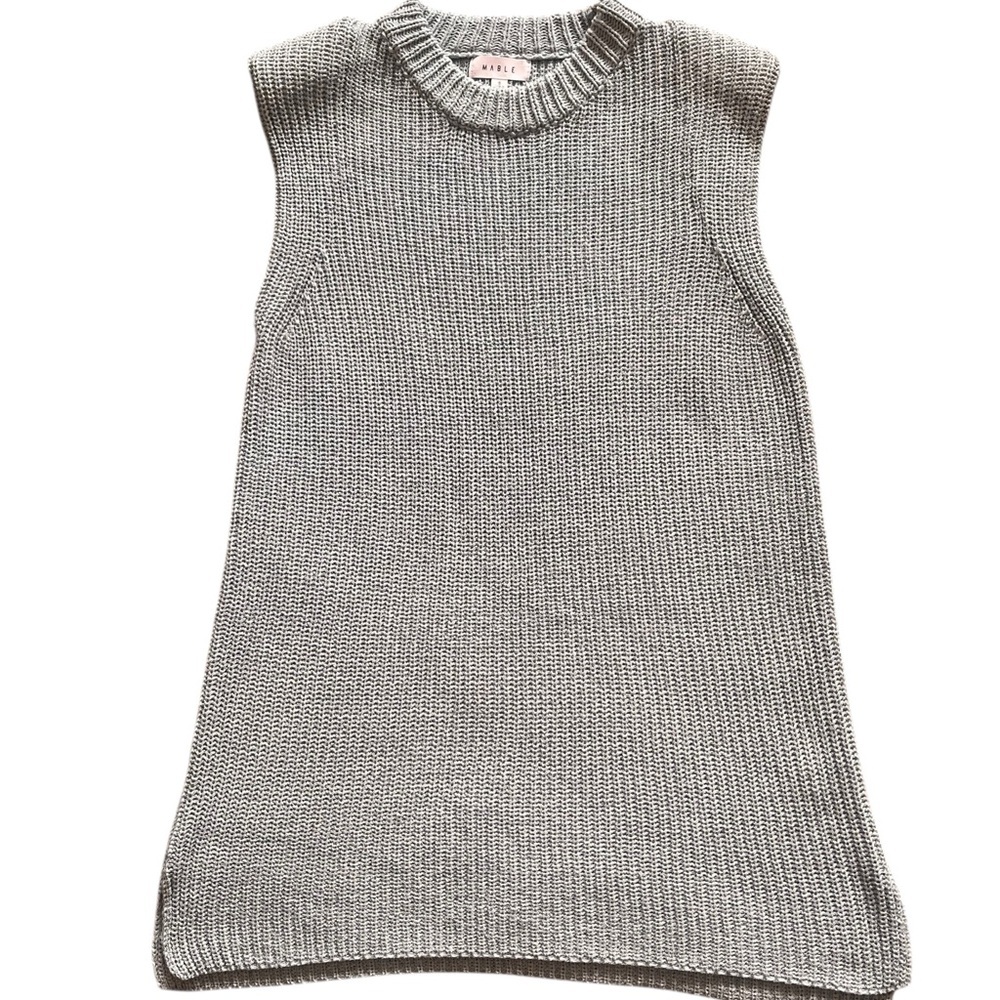 Mable Light Blue Mock Neck Knit Sleeveless Shoulder Padded Dress Size‎ Small